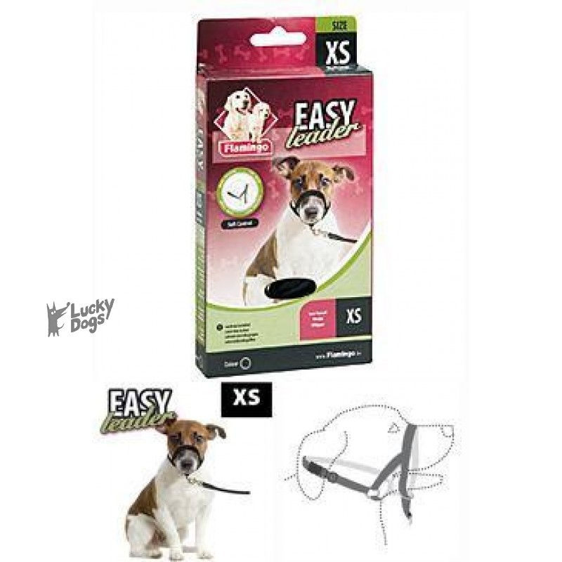 Flamingo Easy leader Ohlávka proti ťahanie čierna XS