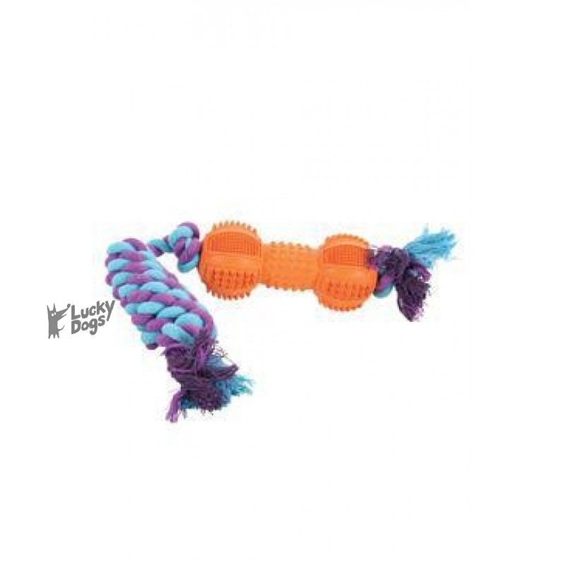 Hračka pes ROPE BONE gumový 35cm mix farieb Zolux