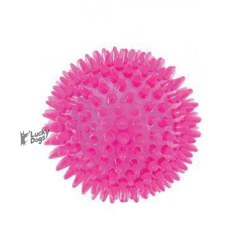Hračka pes BALL SPIKE TPR POP 13cm s ostňami rúž Zolux