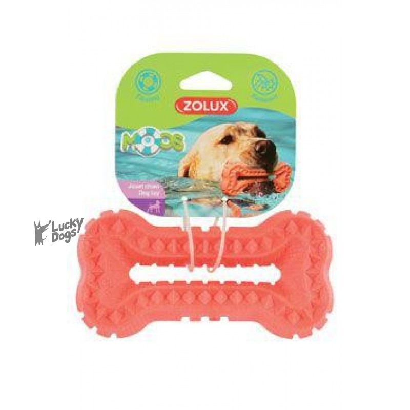 Hračka pes BONE MOOS TPR POP 13cm lososová Zolux