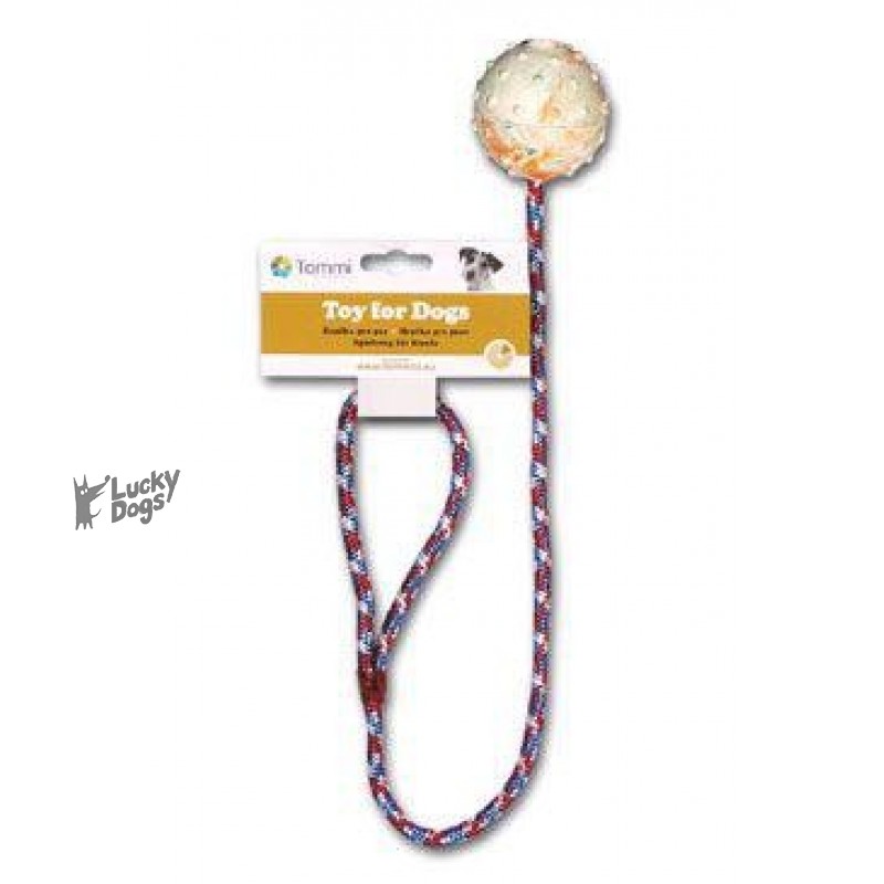 Hračka pes Lopta na šnúre tvrdý 60cm Tommi