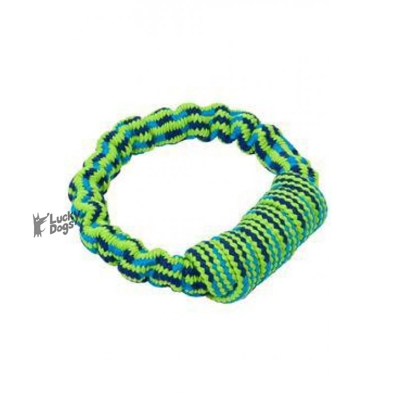 Hračka pes Bungee Kruh modrá / zelená 16cm