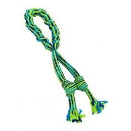 Hračka pes Bungee Slučka s uzlami modrá/zelená 35cm