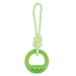 Hračka pes TPR SAMBA krúžok s lanom zelená Zolux