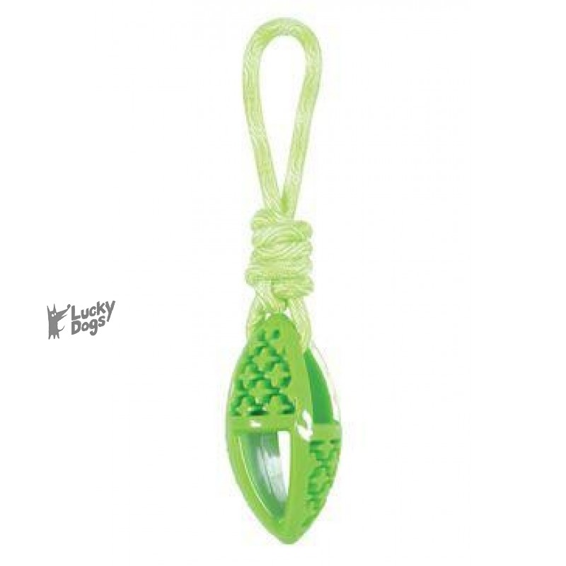 Hračka pes TPR SAMBA ovál s lanom zelená Zolux