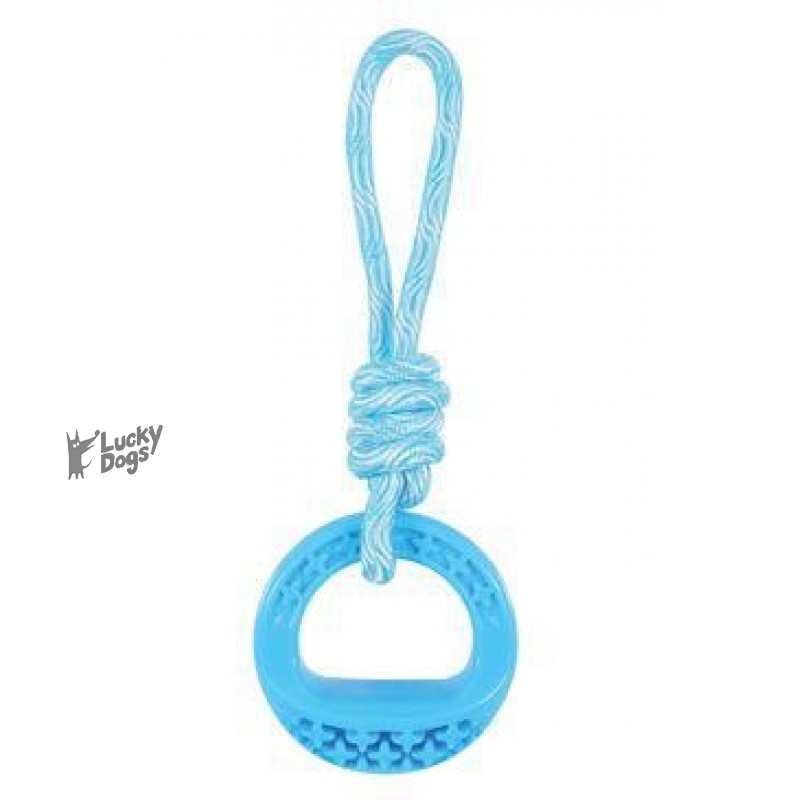Hračka pes TPR SAMBA krúžok s lanom modrá Zolux