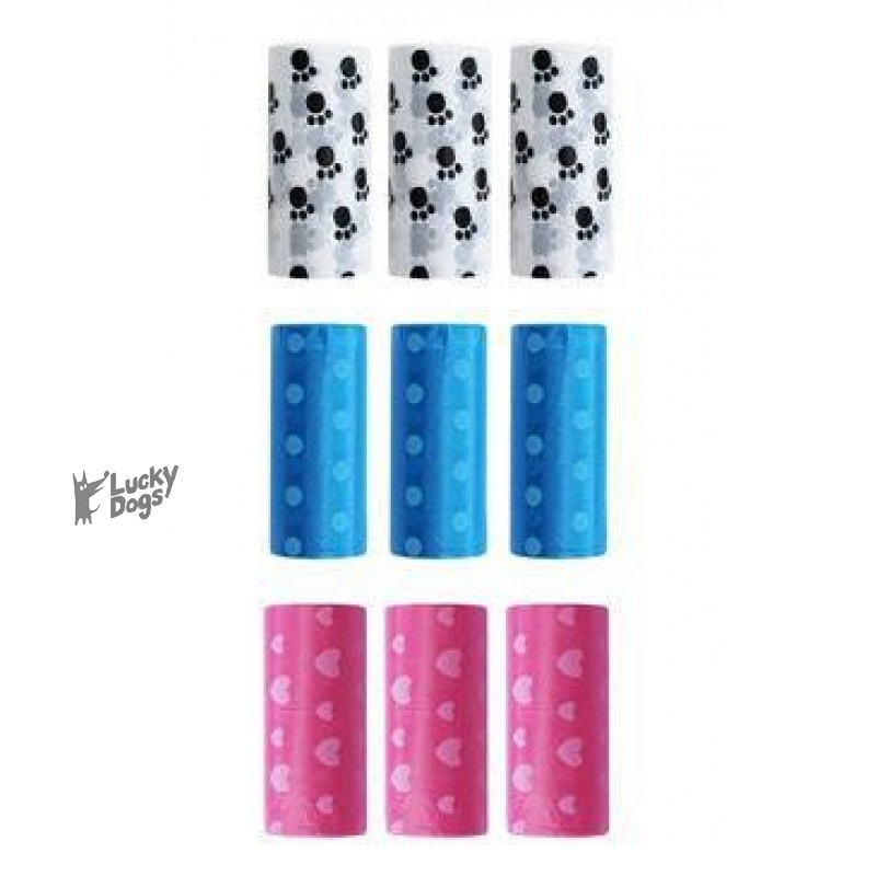 Sáčky na psie exkrementy s potlačou 32x23cm 3x15ks