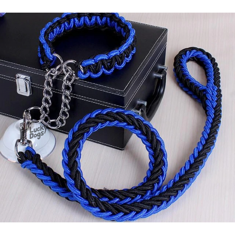 LuckyDogs Fila vodiace set - čierna modrá S 25-30cm