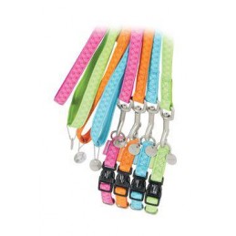 Obojok pes MAC LEATHER tyrkysová 10mm / 20-30cm Zolux