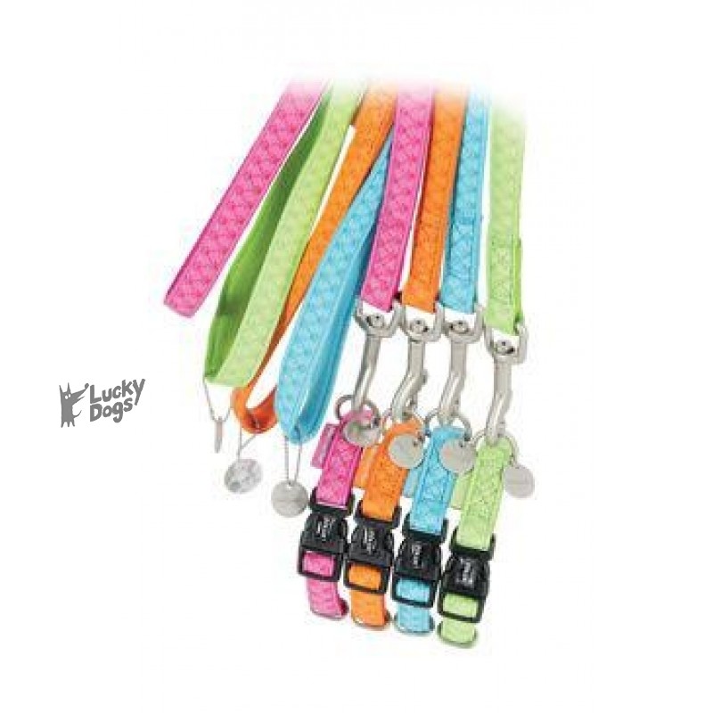 Obojok pes MAC LEATHER tyrkysová 10mm / 20-30cm Zolux