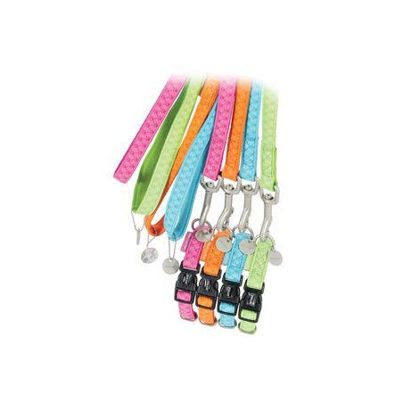 Obojok pes MAC LEATHER tyrkysová 15mm / 28-40cm Zolux