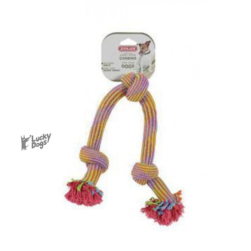Hračka pes Preťahovadlo farebné 3 uzly 48cm Zolux