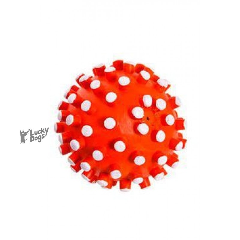 Hračka pes Lopta bodlinkami 6cm latex