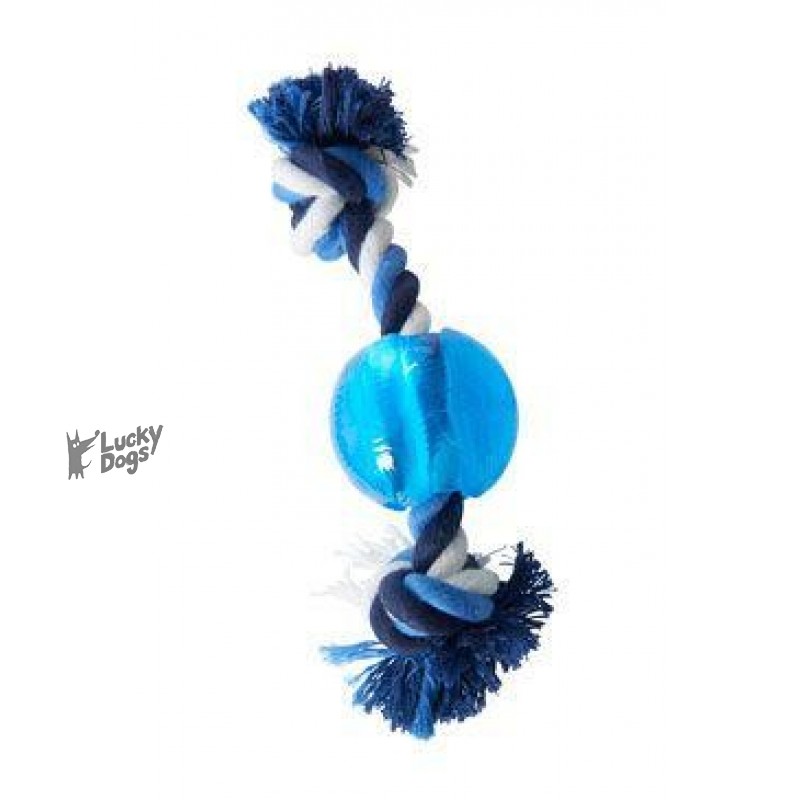 Hračka pes BUSTER Strong Ball s povrazom sv. modrá, XS