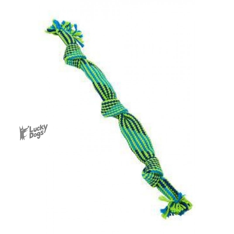 Hračka pes BUSTER Pískacie lano, modrá/zelená, 58cm, L