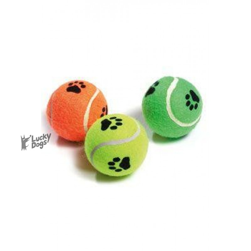 Hračka pes Lopta tenisová pískacia s labkou 6cm KAR 3ks