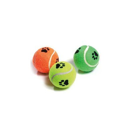 Hračka pes Lopta tenisová pískacia s labkou 6cm KAR 3ks
