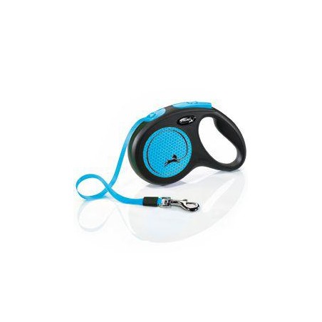 Vodítko FLEXI Neon M opasok 5m/25kg čierna/modrá NEW