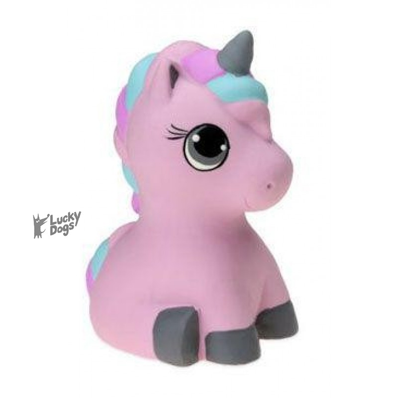 Hračka pes Jednorožec ružový 7,5 cm latex KAR