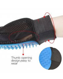 Silikónová drážkovaná rukavice na odstránenie chlpov a nečistôt - modrá pravá