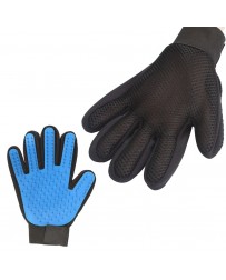 Silikónová drážkovaná rukavice na odstránenie chlpov a nečistôt - modrá pravá