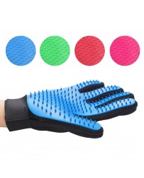 Silikónová drážkovaná rukavice na odstránenie chlpov a nečistôt - zelená ľavá