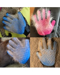 Silikónová drážkovaná rukavice na odstránenie chlpov a nečistôt - zelená ľavá